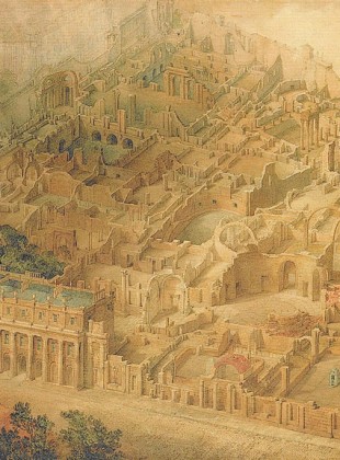 This famous watercolor by Joseph Gandy of Sir John Soane's Bank of England depicted as a ruin effectively reveals the clever plan which takes full advantage of the laws described above.