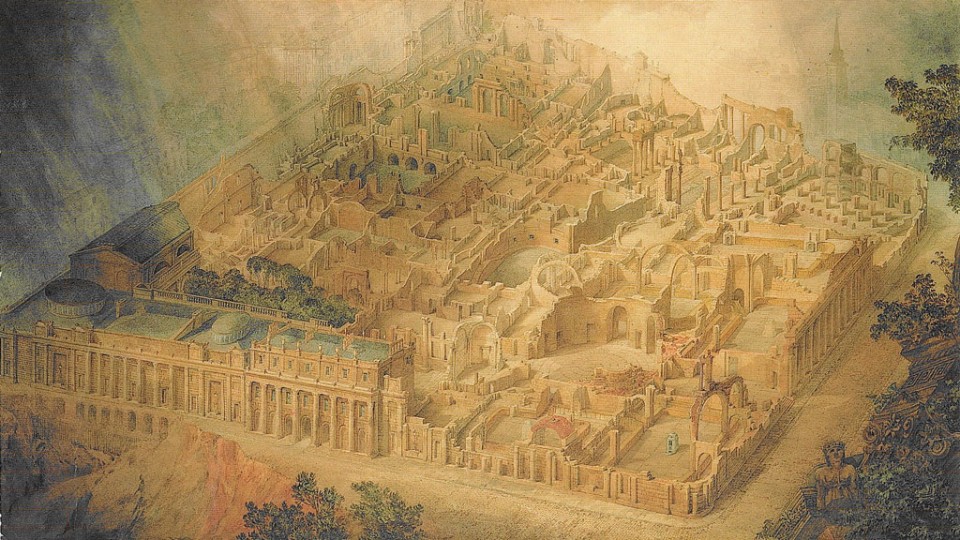 This famous watercolor by Joseph Gandy of Sir John Soane's Bank of England depicted as a ruin effectively reveals the clever plan which takes full advantage of the laws described above.