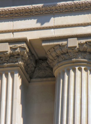 The Doric capital at Grand Central Station, New York City, shows sculpted leaves where the ancient Greeks would have painted.