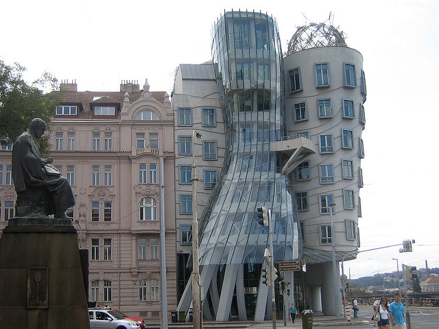 Alois Jirasek (left) has a few choice thoughts about Frank Gehry's office building in Prague.
(Image Source)