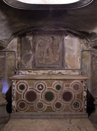 Altar in the crypt of Santa Prassede, Rome
(Image source)