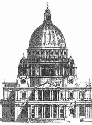 Fig. 5: Facade of St. Paul's Cathedral in Vitruvius Britannicus.