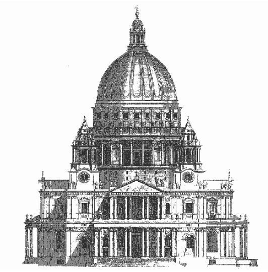 Fig. 5: Facade of St. Paul's Cathedral in Vitruvius Britannicus.