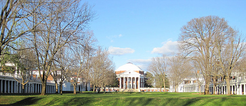 The University of Virginia Lawn, designed by Thomas Jefferson.