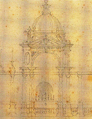 A design by Francesco Borromoni for the altar in the apse at St. Peter's, Rome.