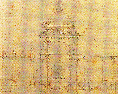 A design by Francesco Borromoni for the altar in the apse at St. Peter's, Rome.