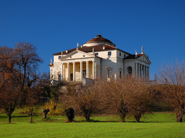 Palladio's Villa Rotunda, outside Vicenza, Italy
(Image source)