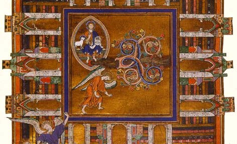 Illuminated manuscript showing the Heavenly Jerusalem, a nine-square.