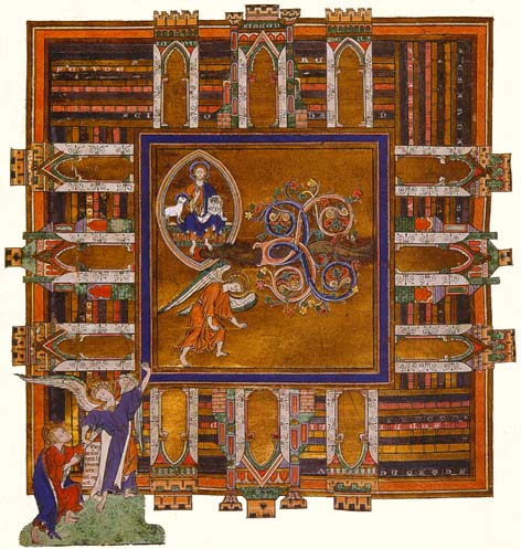 Illuminated manuscript showing the Heavenly Jerusalem, a nine-square.