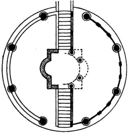 The plan of the ambo at the Hagia Sophia. The upper part of the ambo is described to the left, and the lower part to the right.